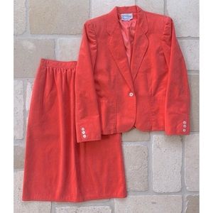 80s Vintage Saks Fifth Avenue UltraSuede Skirt Set